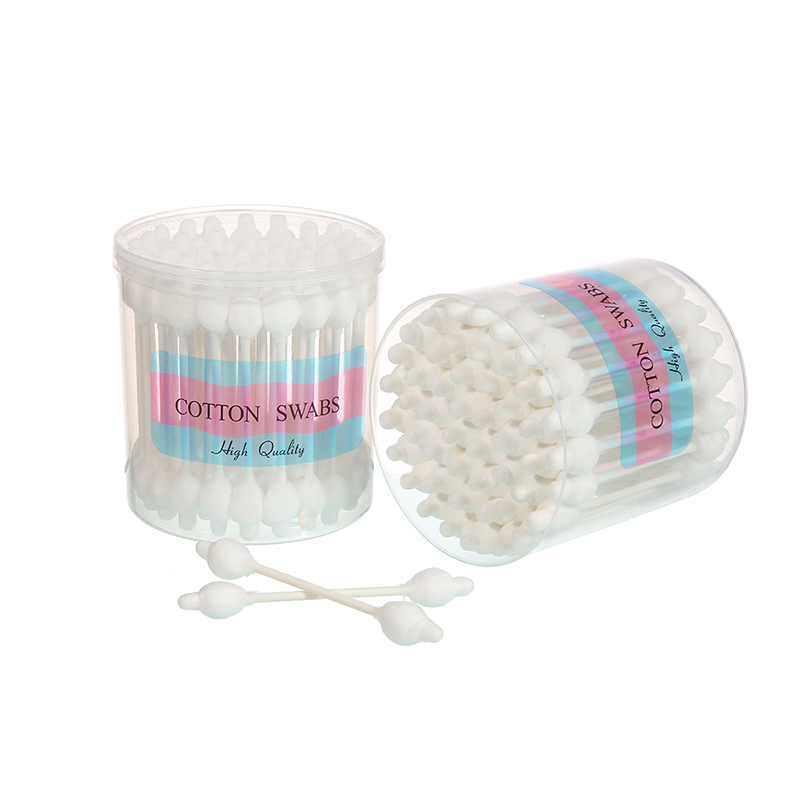 Botão de algodão macio e cosmético com ponta dupla e adesivo de papel 