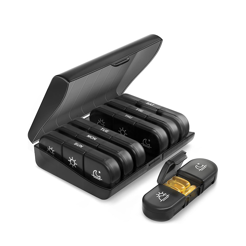 Organizador de comprimidos diário e semanal de viagem compacto e durável 