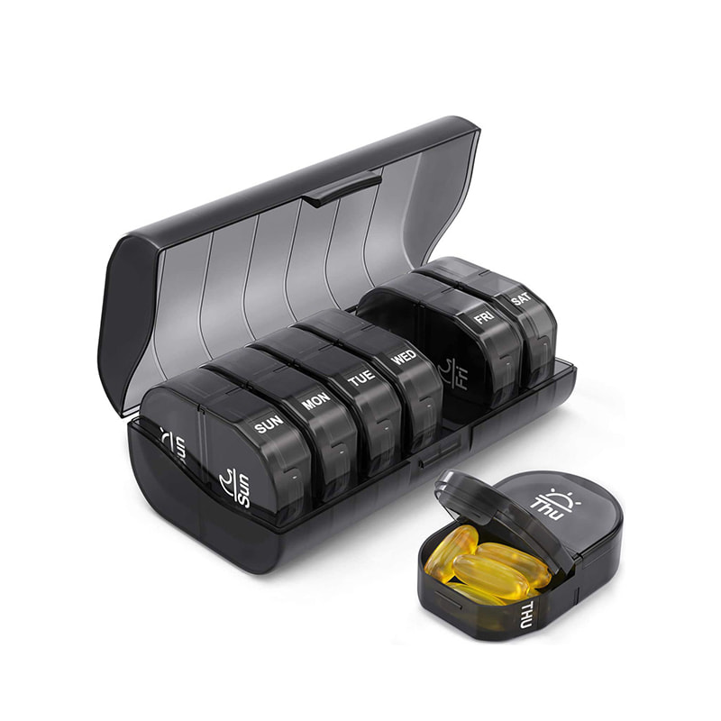 Mini organizador semanal diário removível de medicamentos 