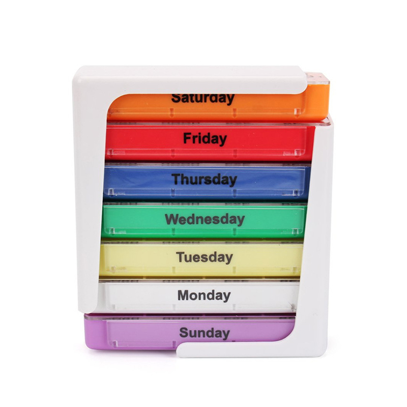 Dispensador de comprimidos de plástico de 7 dias com 28 compartimentos para viagens 